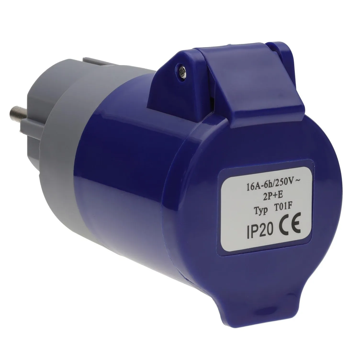 Kenable Schuko auf CEE 16A Adapter Camping blau