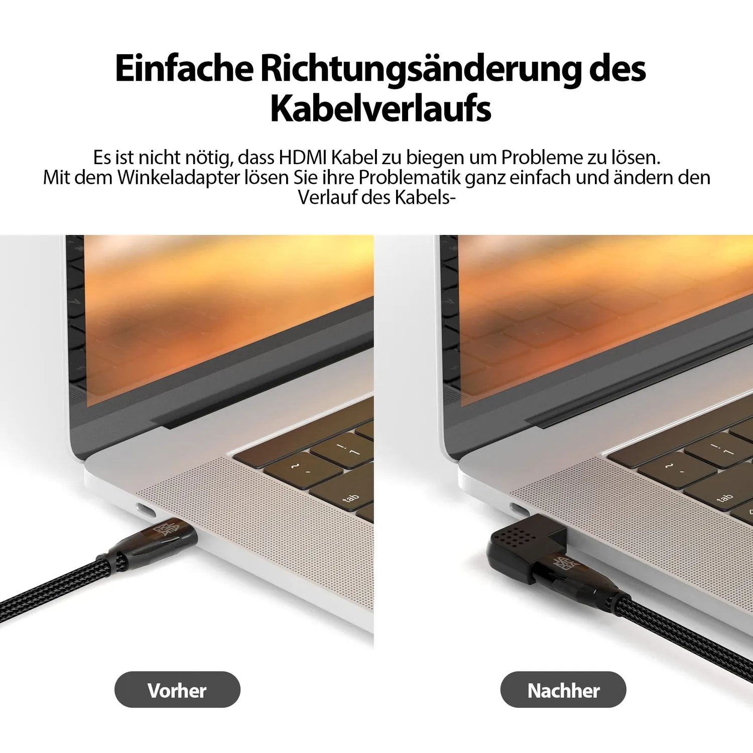 JAMEGA HDMI Winkeladapter 90°+270° 2er Set 4K Flach