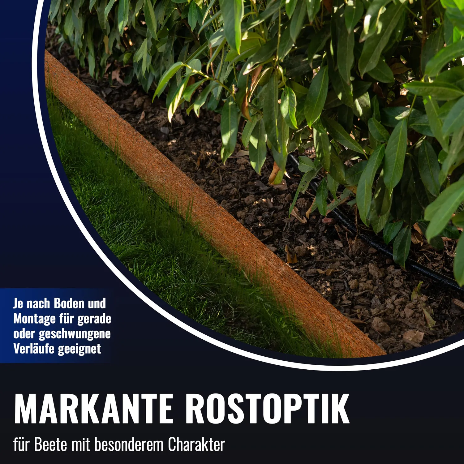 Poppstar Rasenkante Cortenstahl 10 m x 14 cm Rostoptik