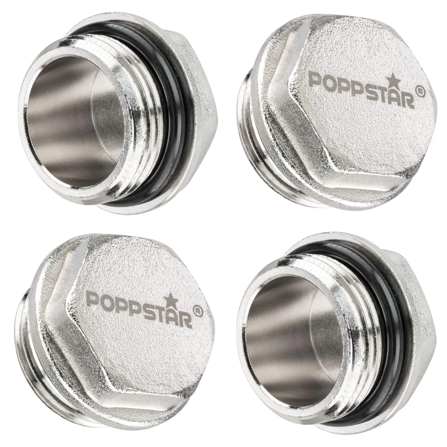 Poppstar Blindstopfen BSP 1/2 Zoll AG vernickelt 4 Stück