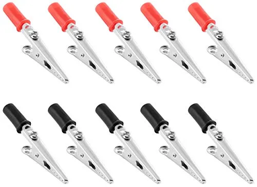 Poppstar Krokodilklemmen 50mm 10 Stück schwarz-rot Metall