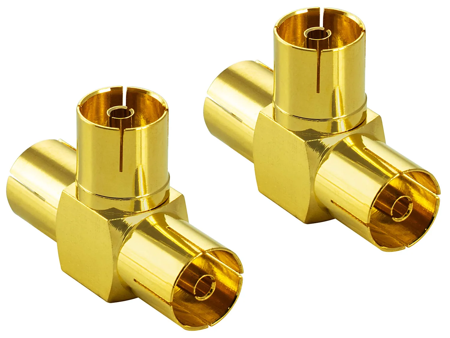 Poppstar Sat TV Coax Adapter T-Stück 4x vergoldet
