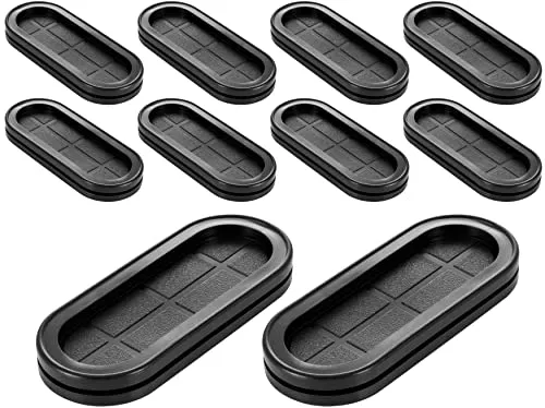 Poppstar Kabeltüllen oval 10 Stück schwarz Gummi