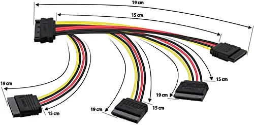 Poppstar SATA Stromkabel Adapter 4-fach 20cm gerade