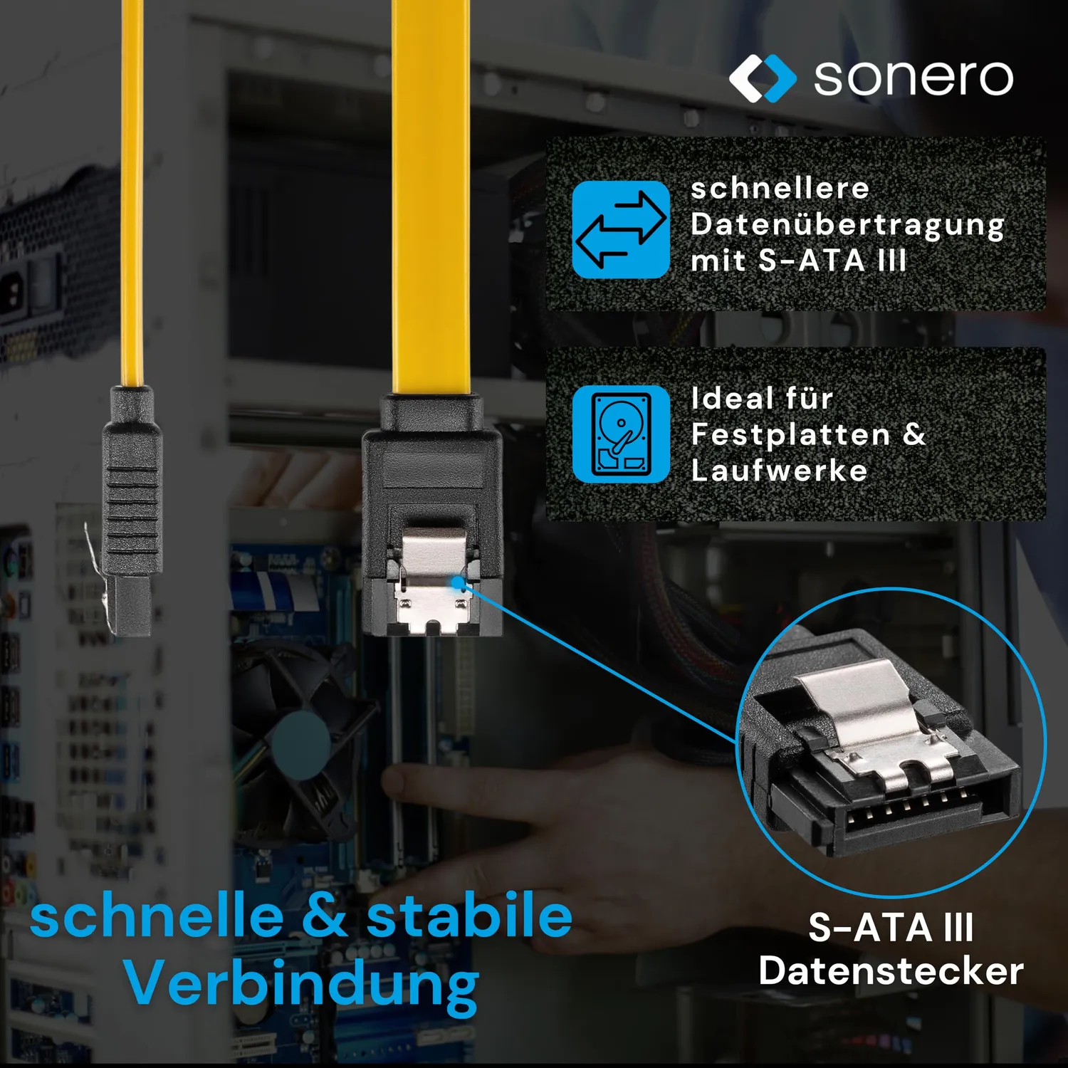 Sonero X-SATA010-030G SATA Kabel 0,3m gelb 6Gb/s