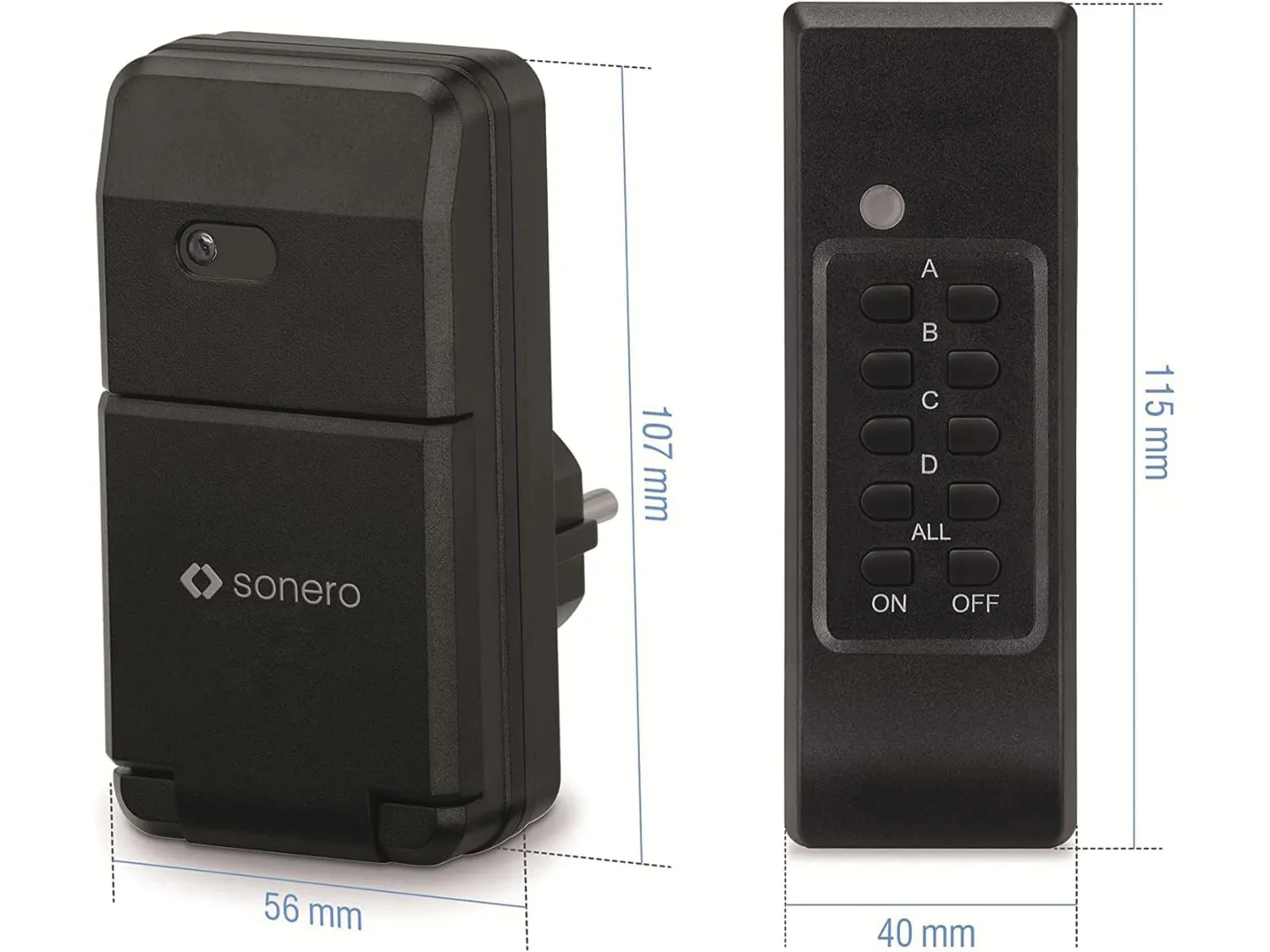 Sonero Funksteckdosen Set Outdoor schwarz 30 m 1100 W