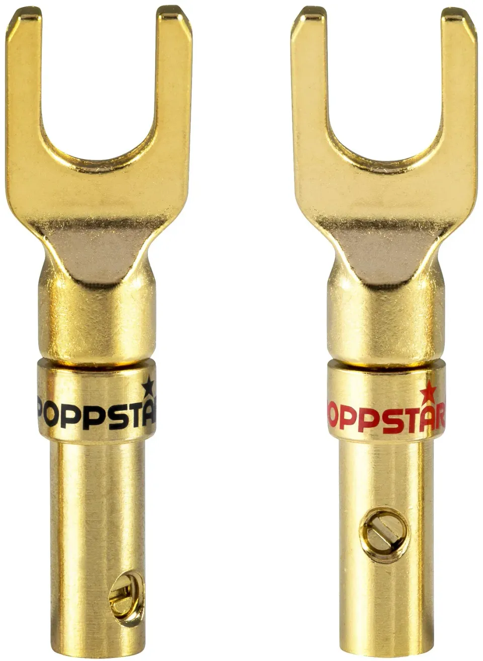 Poppstar Gabel Kabelschuhe 2 Stück vergoldet 4mm²