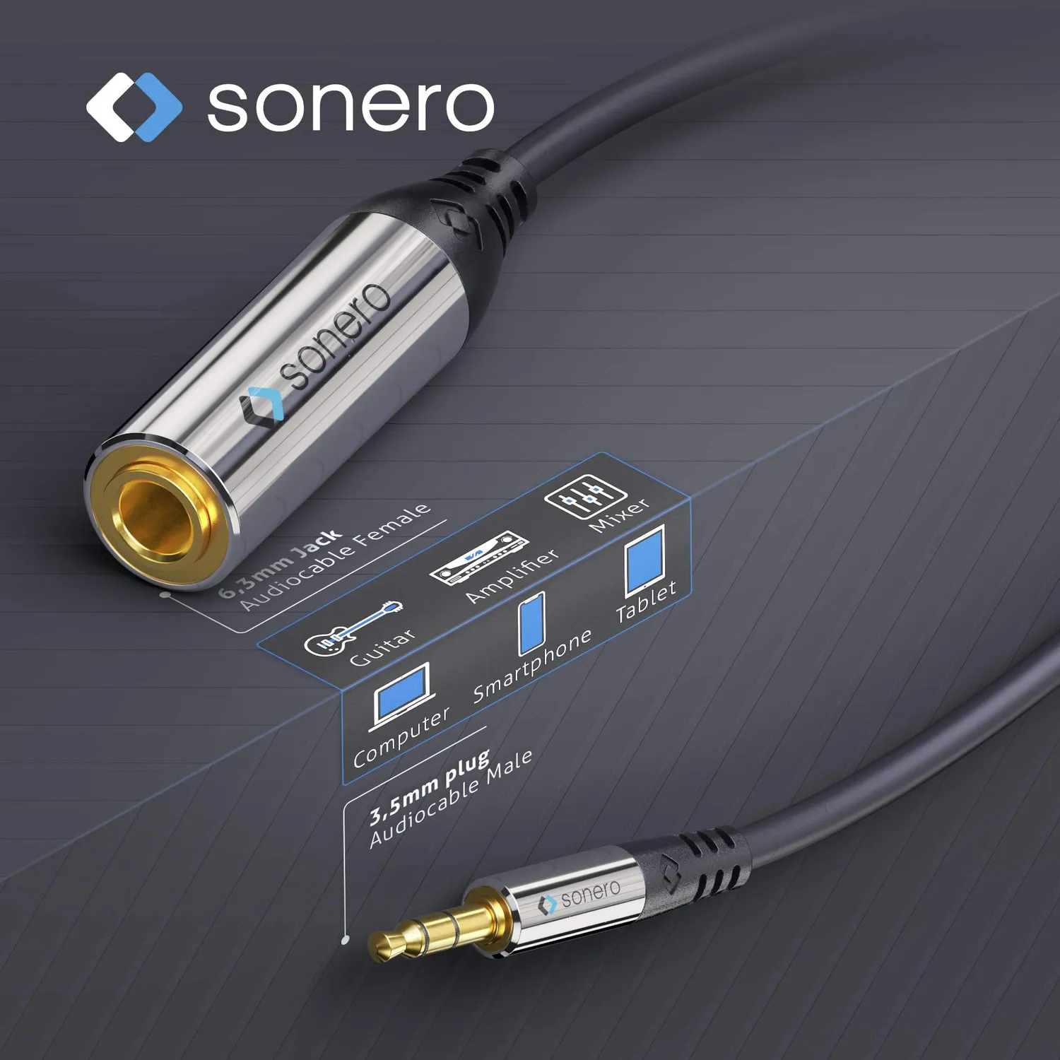 Sonero Premium S-ACA005 Kopfhörer Adapter 0,2m schwarz Stereo