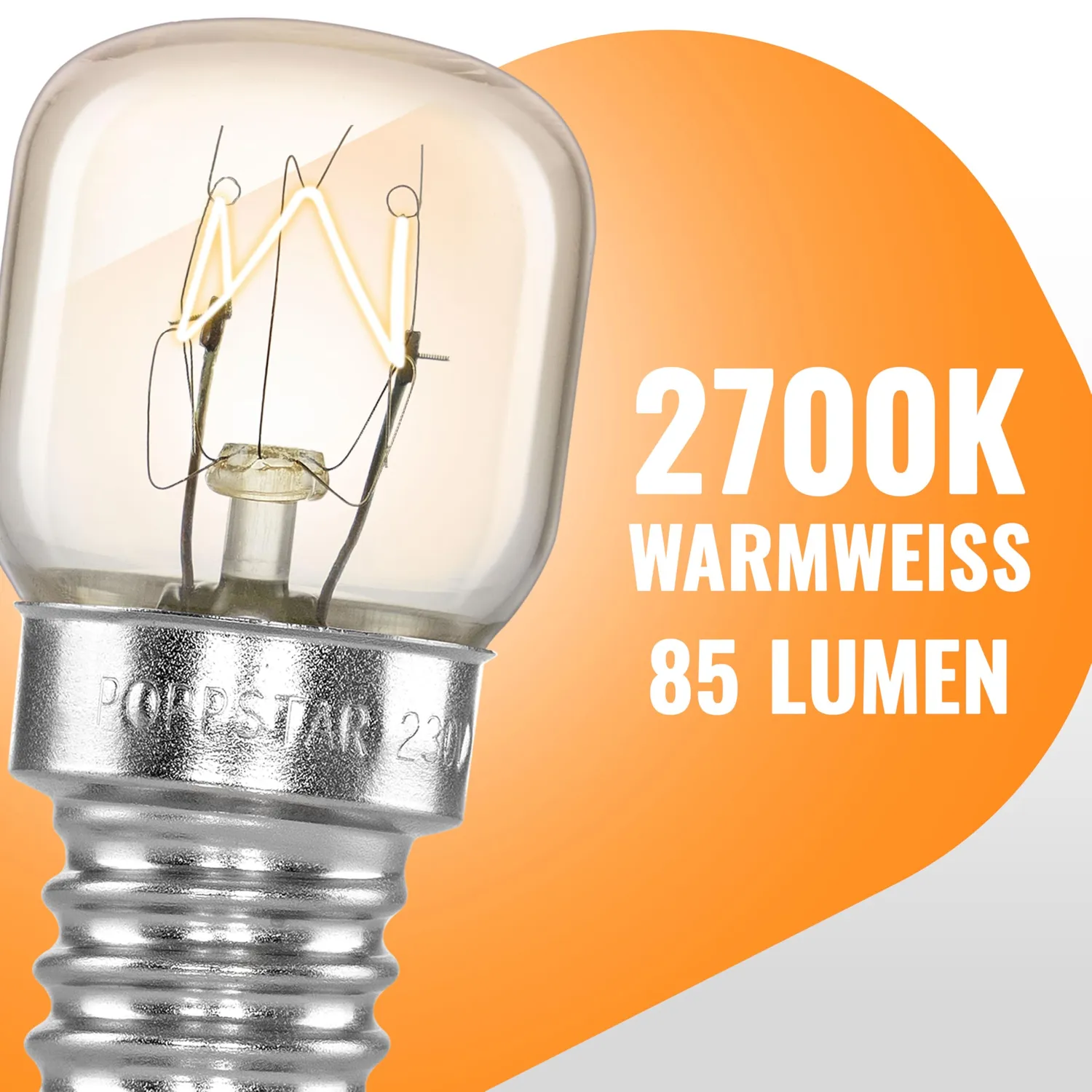 Poppstar T22 Backofenlampe E14 15W 2 Stück warmweiß