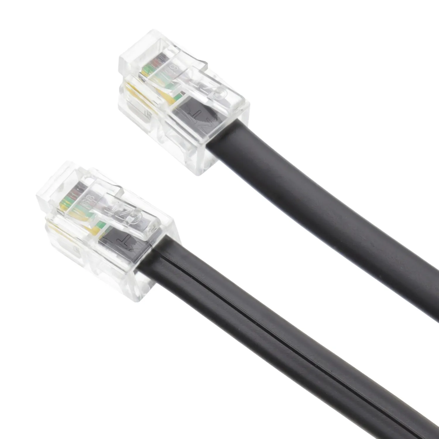 Kenable RJ10 4P4C Telefonkabel Flach Schwarz 2 m