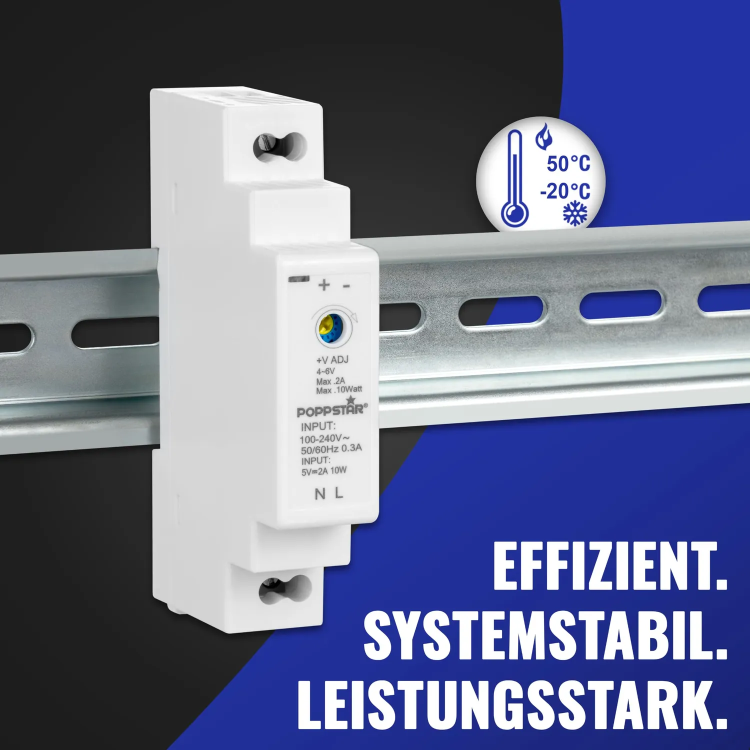 Poppstar P-15-5 Hutschienen-Netzteil 5V 2A 10W