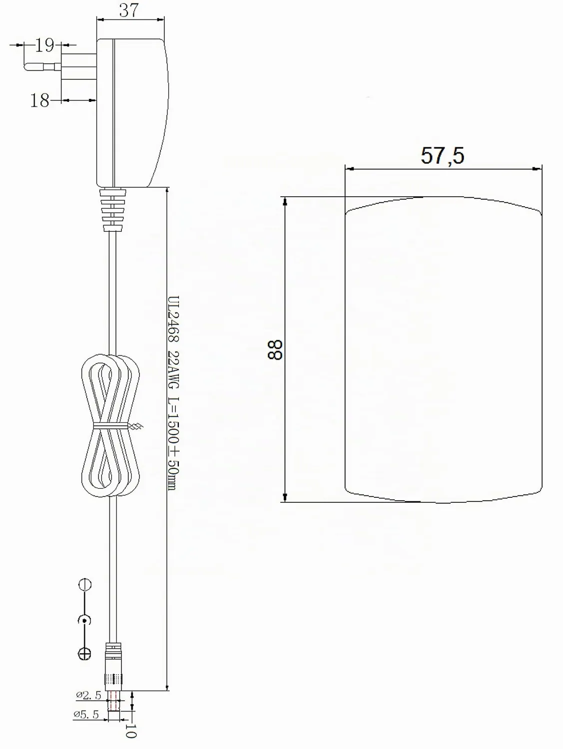Poppstar 24V 1,5A Steckernetzteil 5,5/2,5mm 1,5m