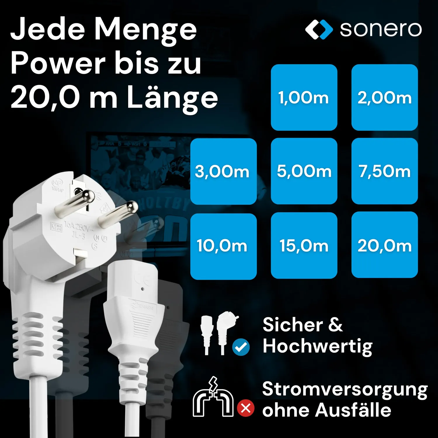 Sonero X-SKW-C13G-010W Kaltgerätekabel 1 m weiß Winkel