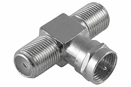 Poppstar SAT Verteiler T-Stück 2x F-Buchse Silber
