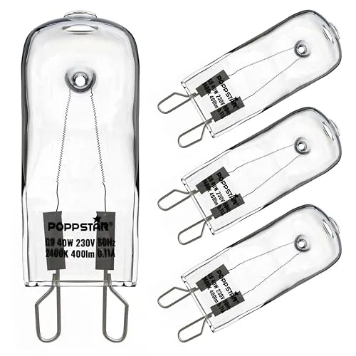 Poppstar Backofenlampe G9 40W 4er-Pack warmweiß 300°C