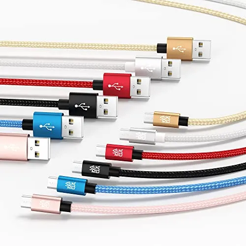 JAMEGA Micro USB Ladekabel 1m Gold Nylon 2,4A
