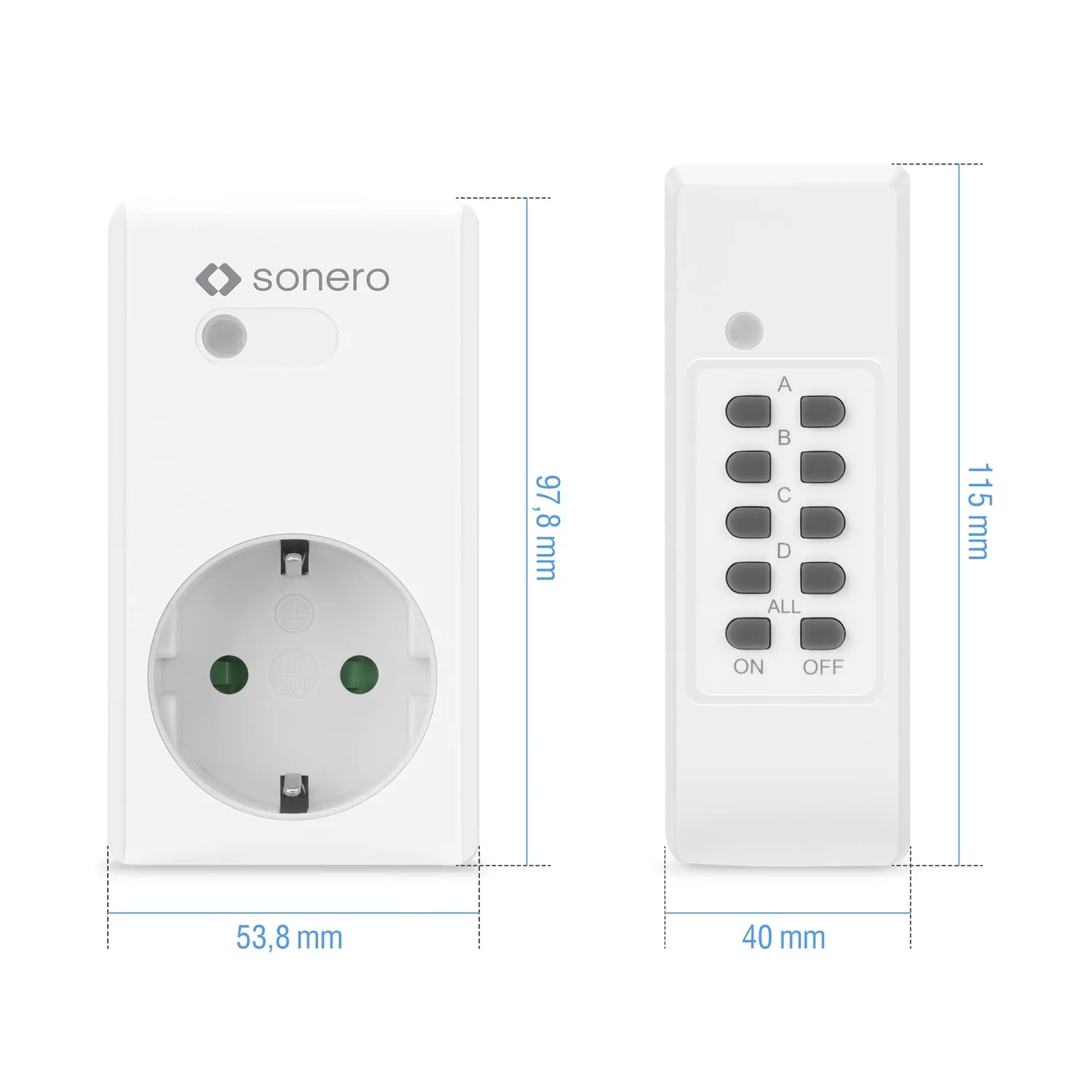 Sonero S-RCS202 Funksteckdosen Set 2+1 weiß 30m