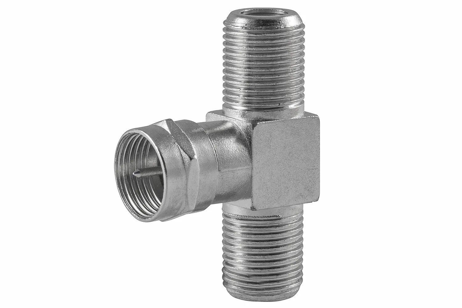 Poppstar SAT Verteiler T-Stück 2x F-Buchse Silber