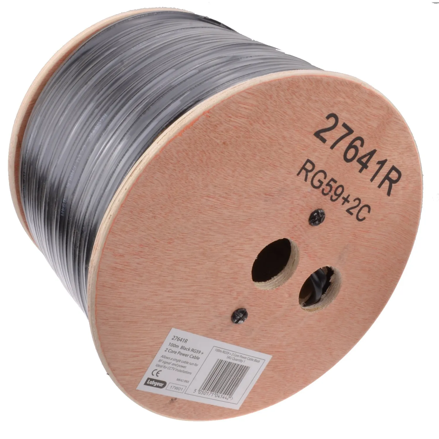 Kenable CCTV-Kabel RG59+2 Kupfer Koax+Strom 100m schwarz