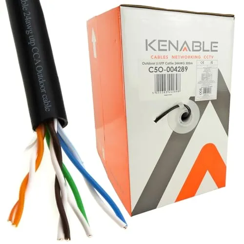 Kenable Outdoor Netzwerkkabel Cat5e 305 m schwarz