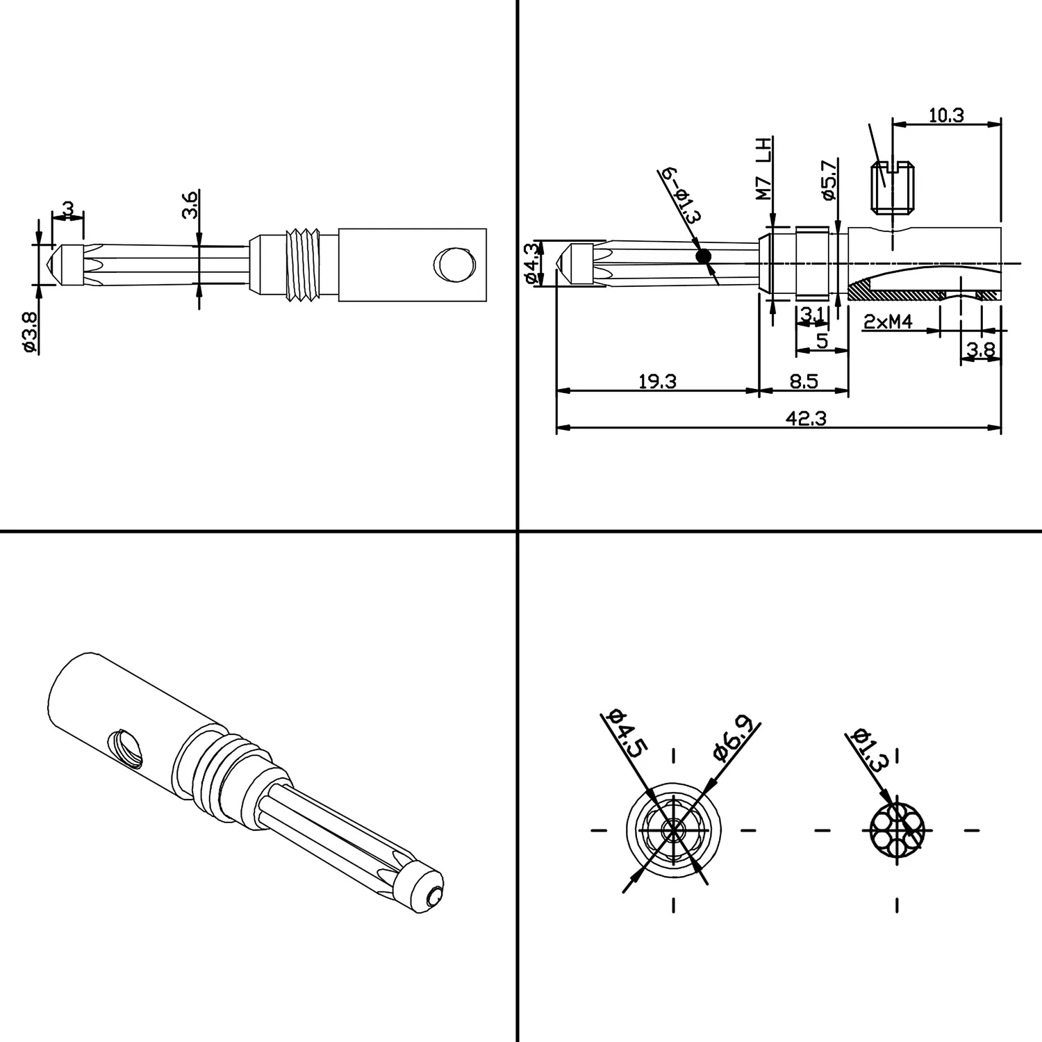 Poppstar High End Bananenstecker Lautsprecherstecker 4 Stück vergoldet