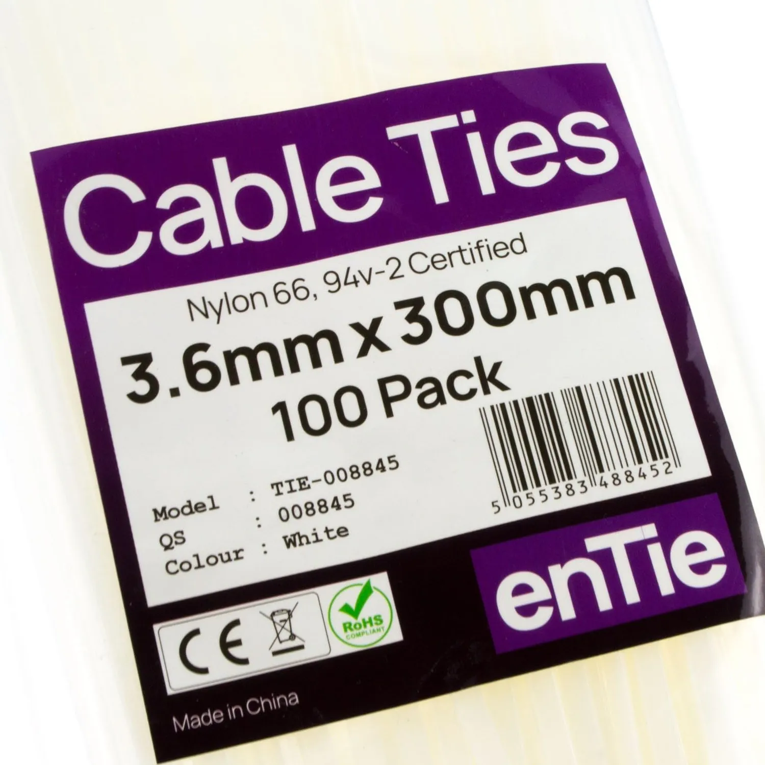 Kenable enTie Kabelbinder 300x3,6 mm naturweiß 100 Stück