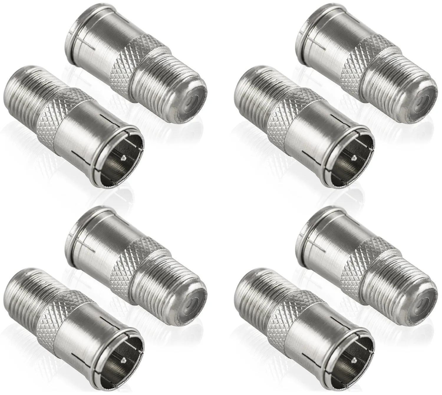 Poppstar F-Quickstecker SAT Kupplung 2 Stück silbern