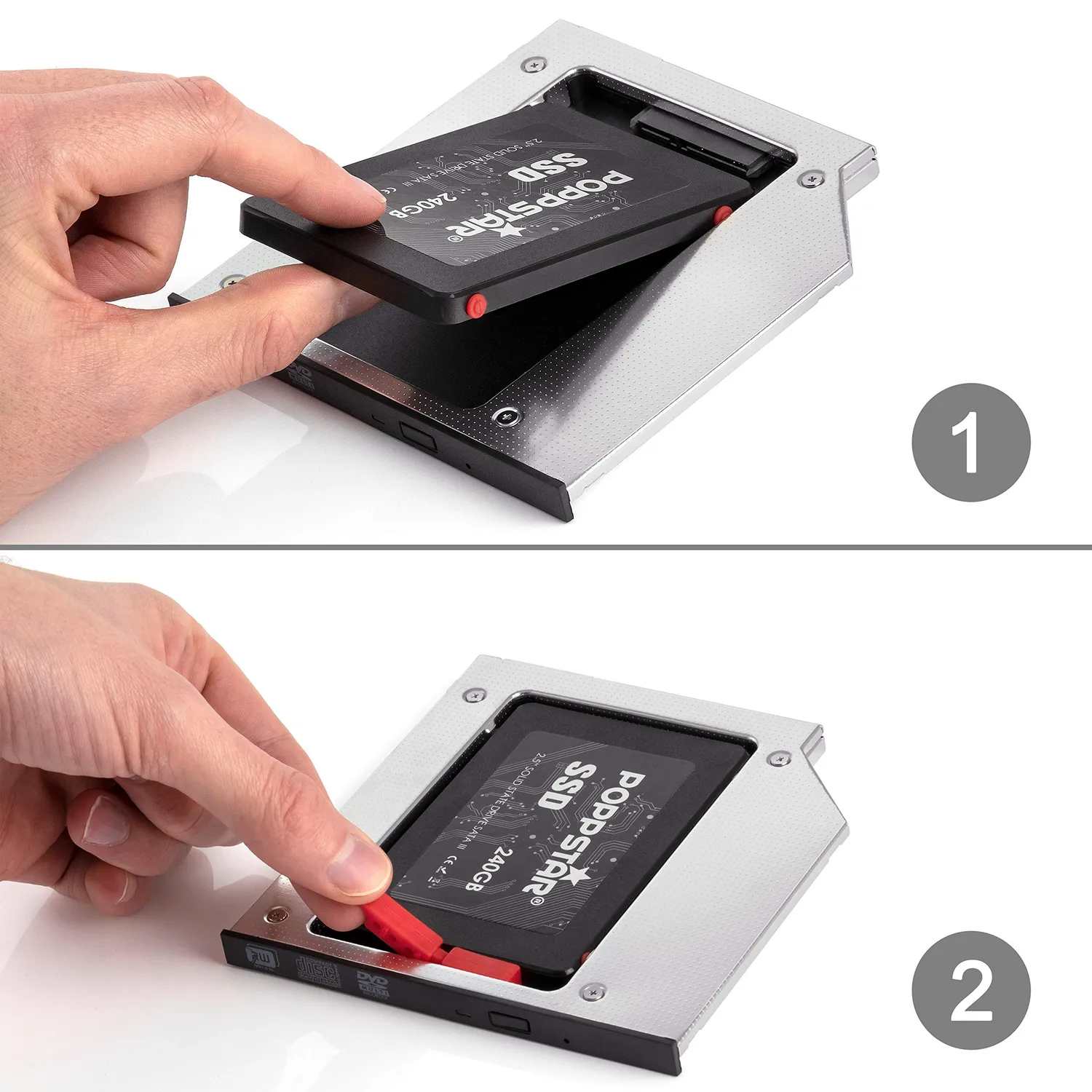 Poppstar 9,5mm HDD Caddy 2,5" schraubenlos