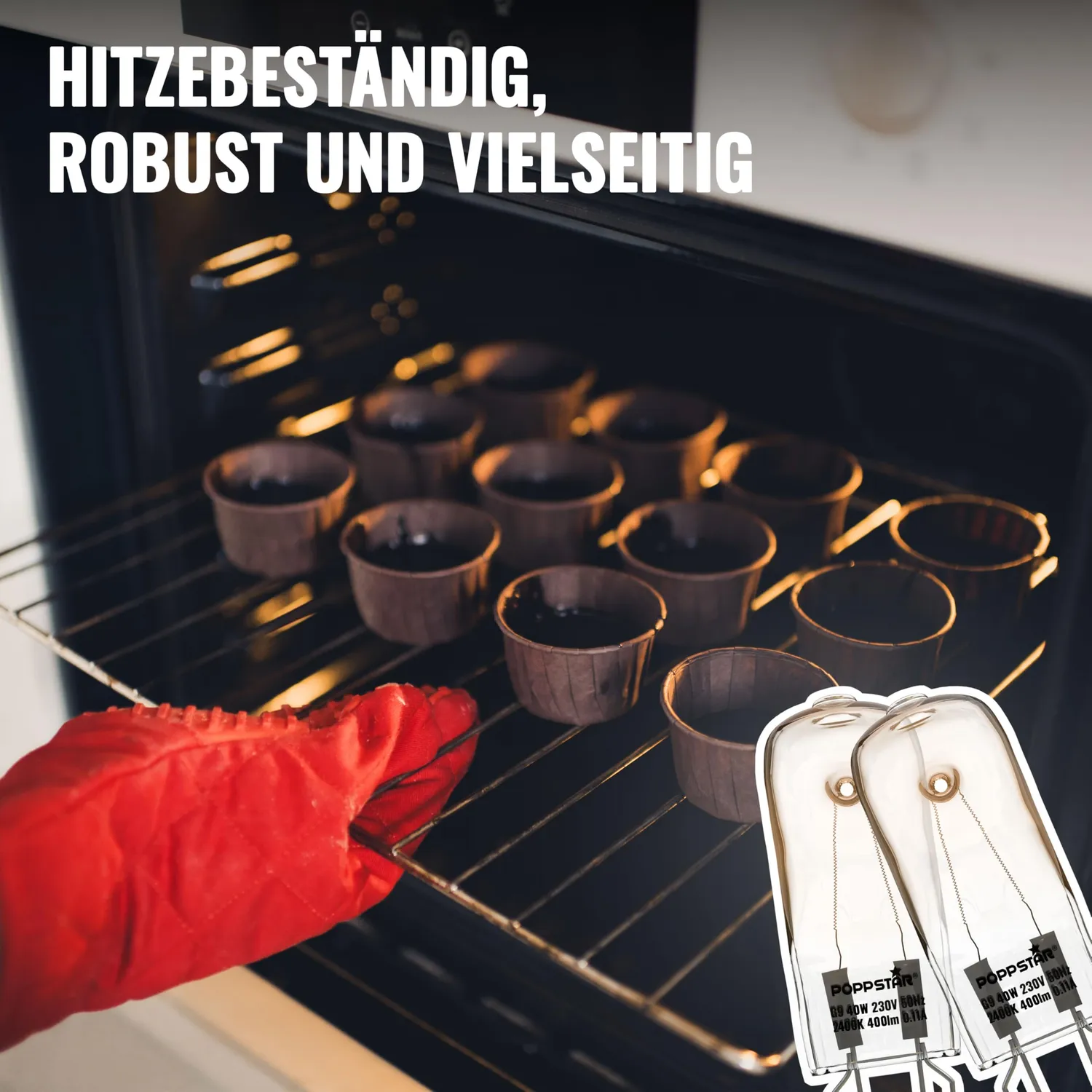 Poppstar Backofenlampe G9 40W 4er-Pack warmweiß 300°C