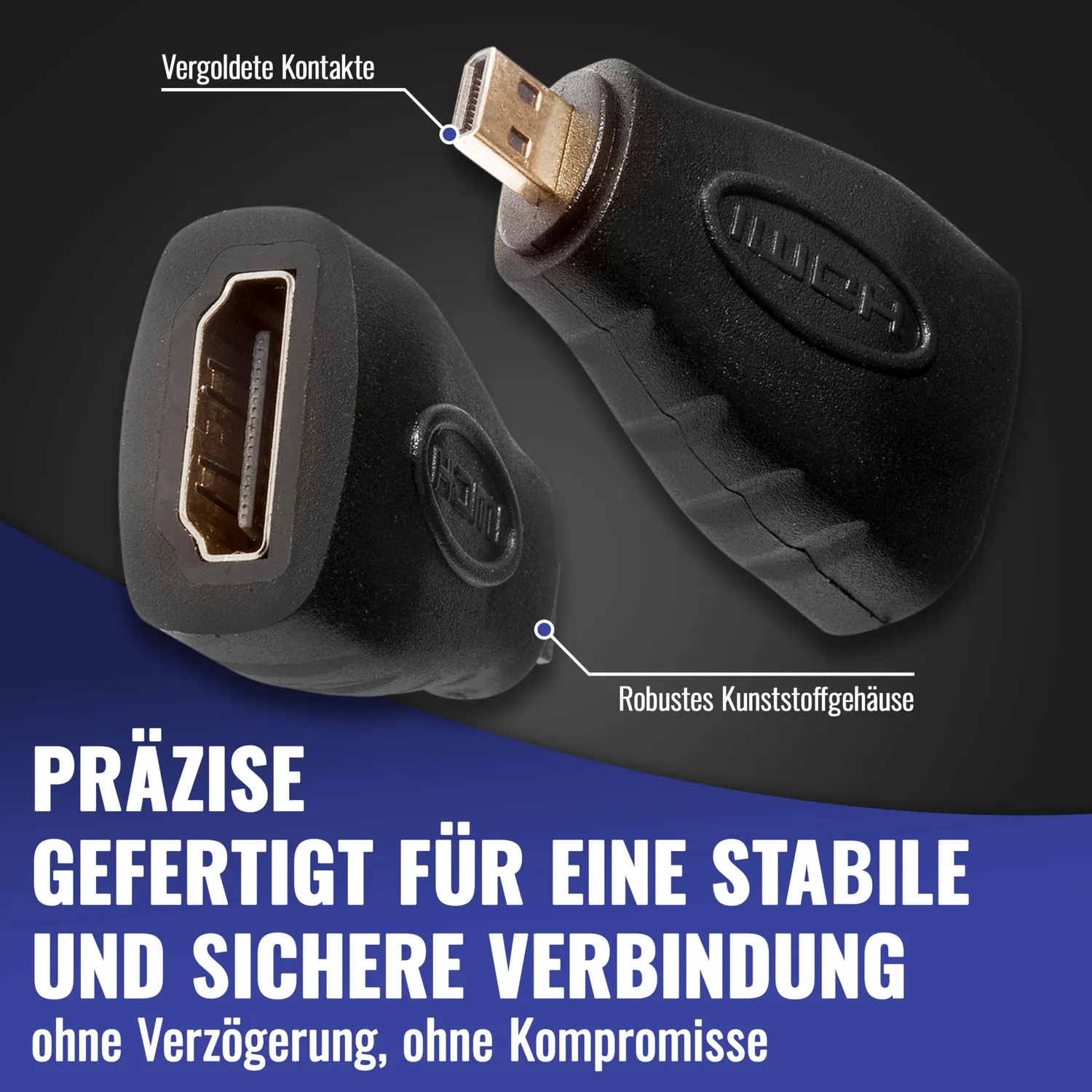 Poppstar Micro HDMI Adapter Stecker-Buchse 4K 1 Stück