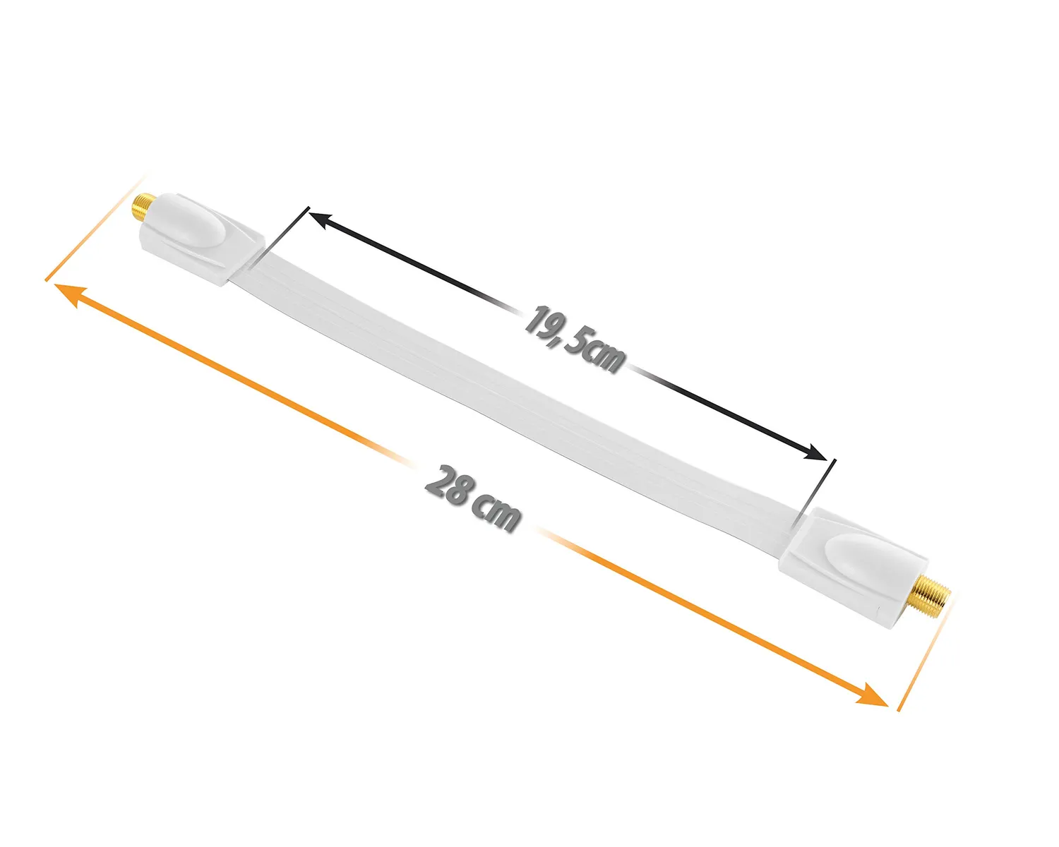 Poppstar SAT Fensterdurchführung 28cm weiß flach F-Buchse