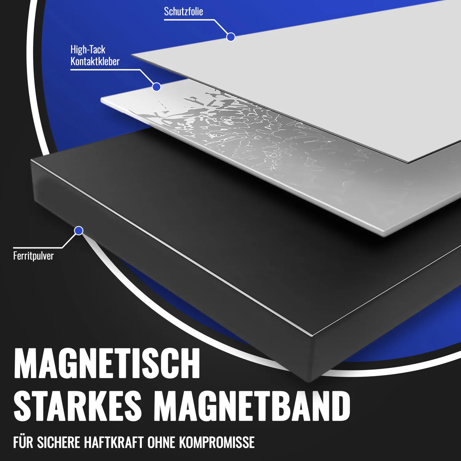 Poppstar Magnetklebeband selbstklebend 3m schwarz 2mm