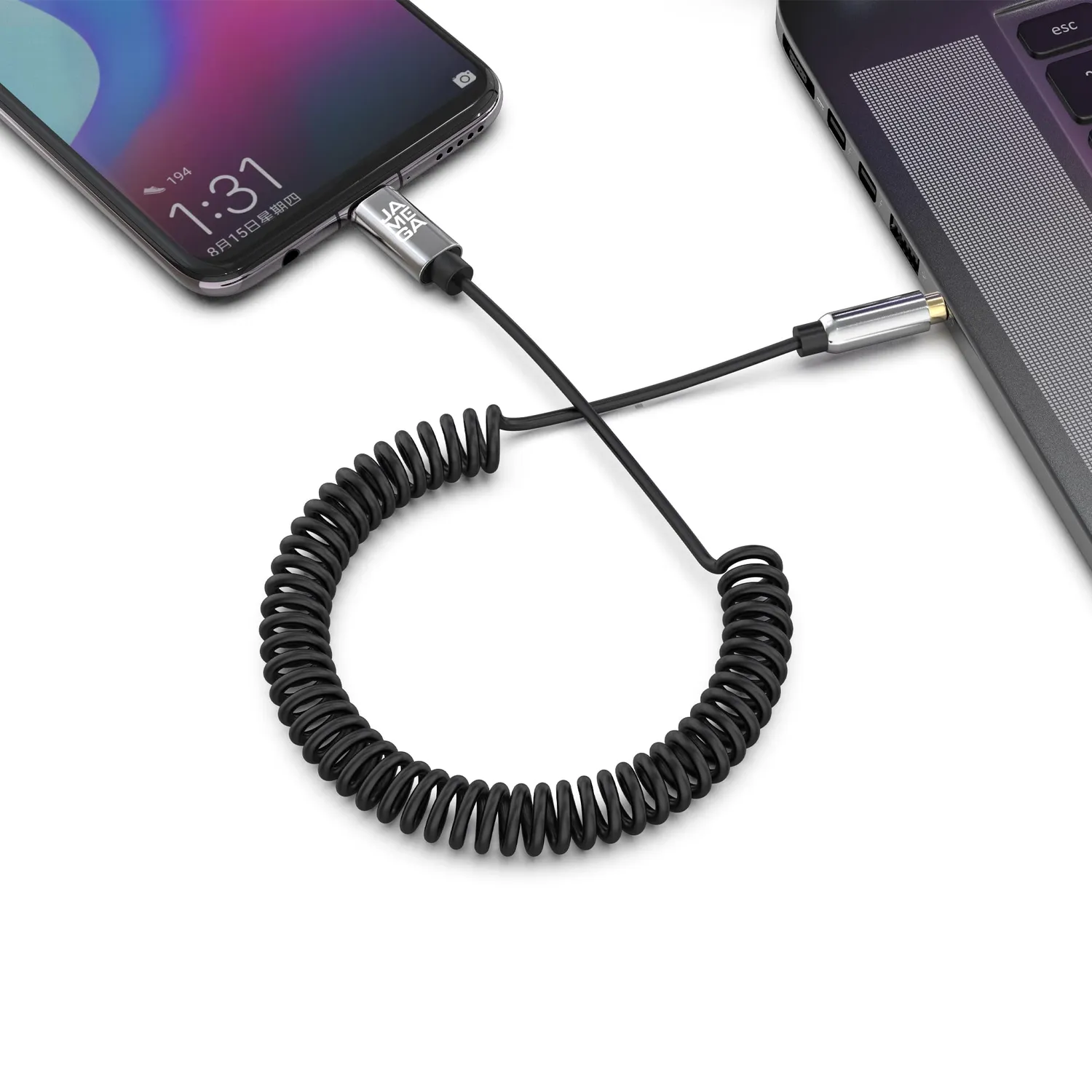 Jamega USB-C auf 3,5mm Klinke Spiralkabel 1m DAC