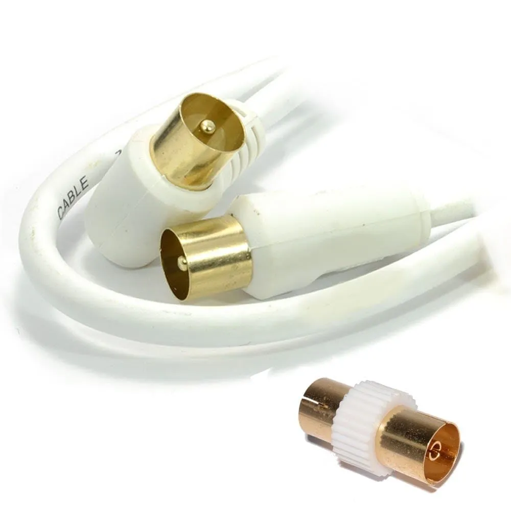Kenable Antennenkabel Winkel 2m weiß mit Kupplung