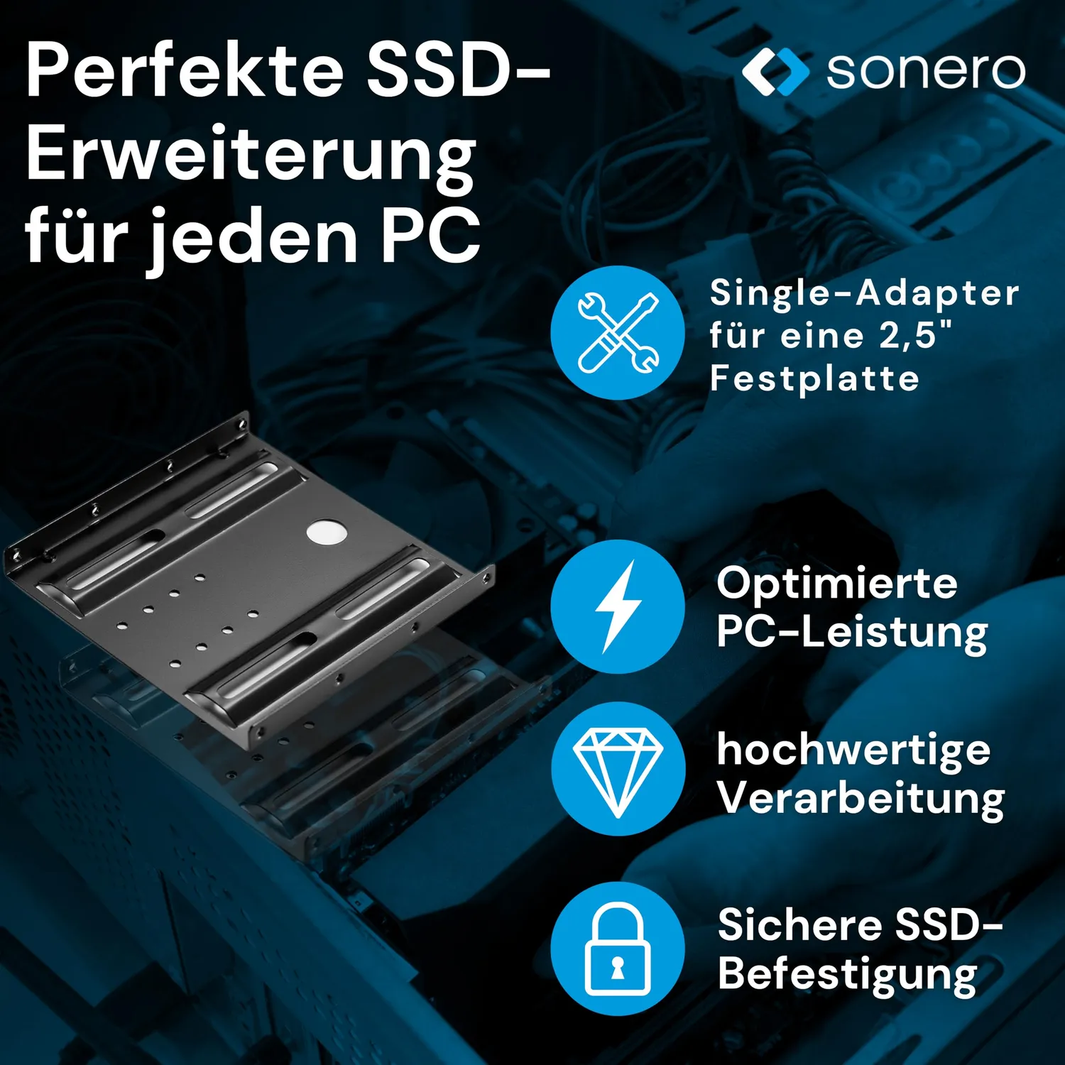 Sonero X-SATA-SET01 SSD Einbaurahmen 2,5 auf 3,5 Zoll