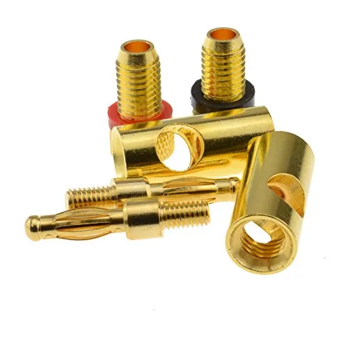 Kenable Bananenstecker 4mm vergoldet rot-schwarz Lautsprecher