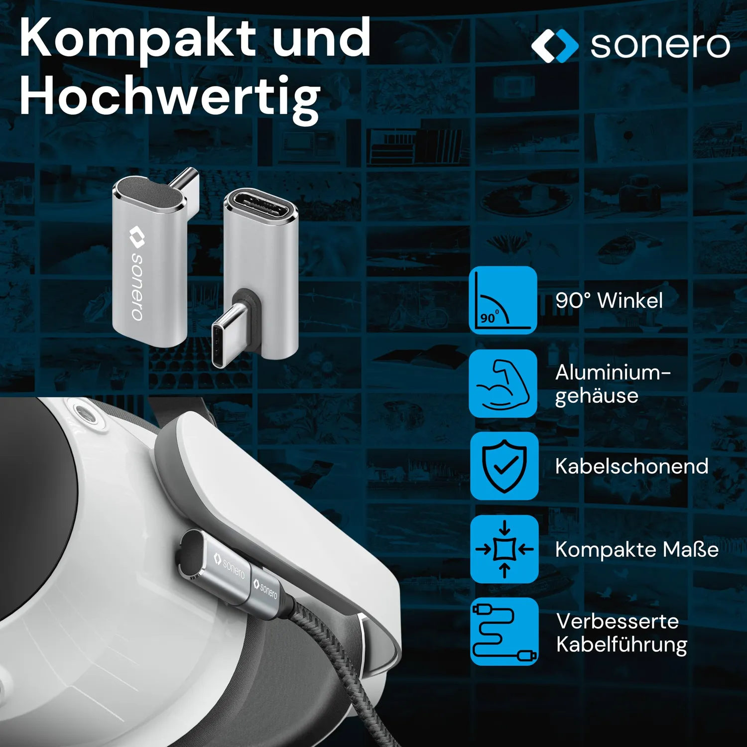 Sonero X-UA134 USB-C Adapter 90° silber 40Gbps