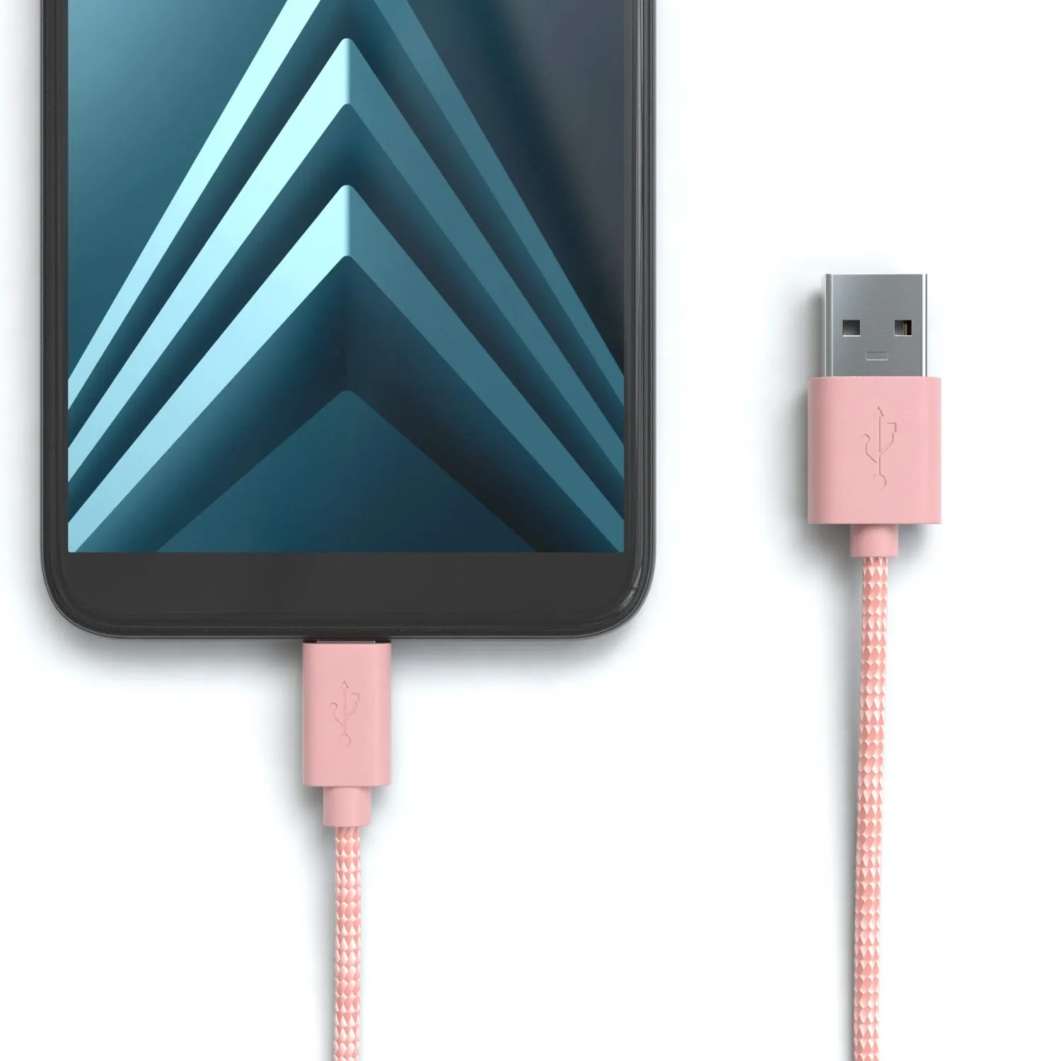 JAMEGA Micro USB Kabel 1m Nylon Rosegold 2,4A