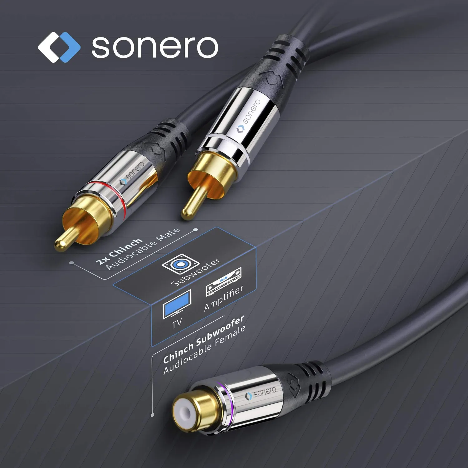 Sonero Premium Subwoofer Y-Adapter 0,2m Cinch schwarz