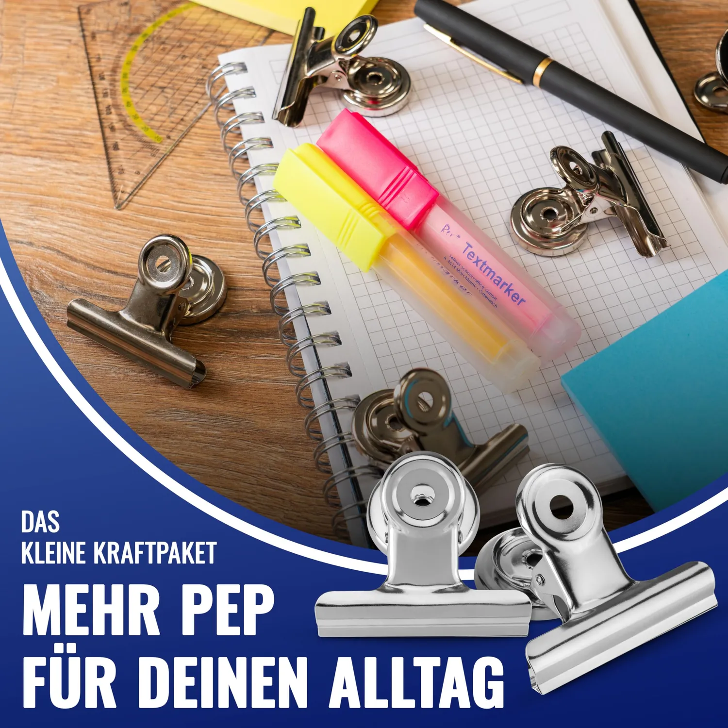 Poppstar Magnetische Klammer Magnetclips 12x 50mm silbern