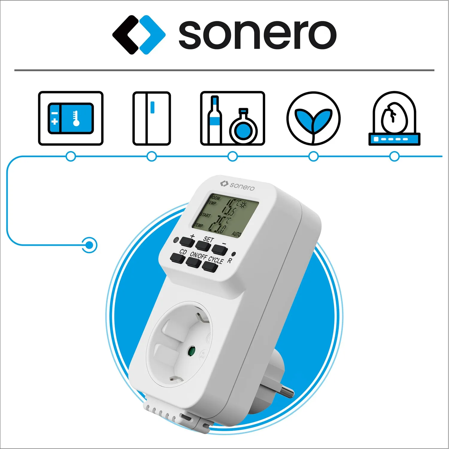 Sonero Thermostat-Steckdose weiß 3600 W 0-40°C