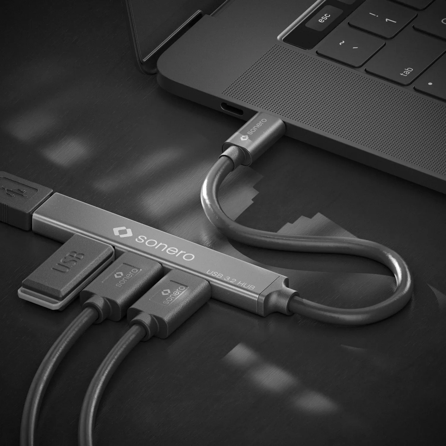 Sonero S-UH110-001 USB-Hub 4-Port USB-C space grey