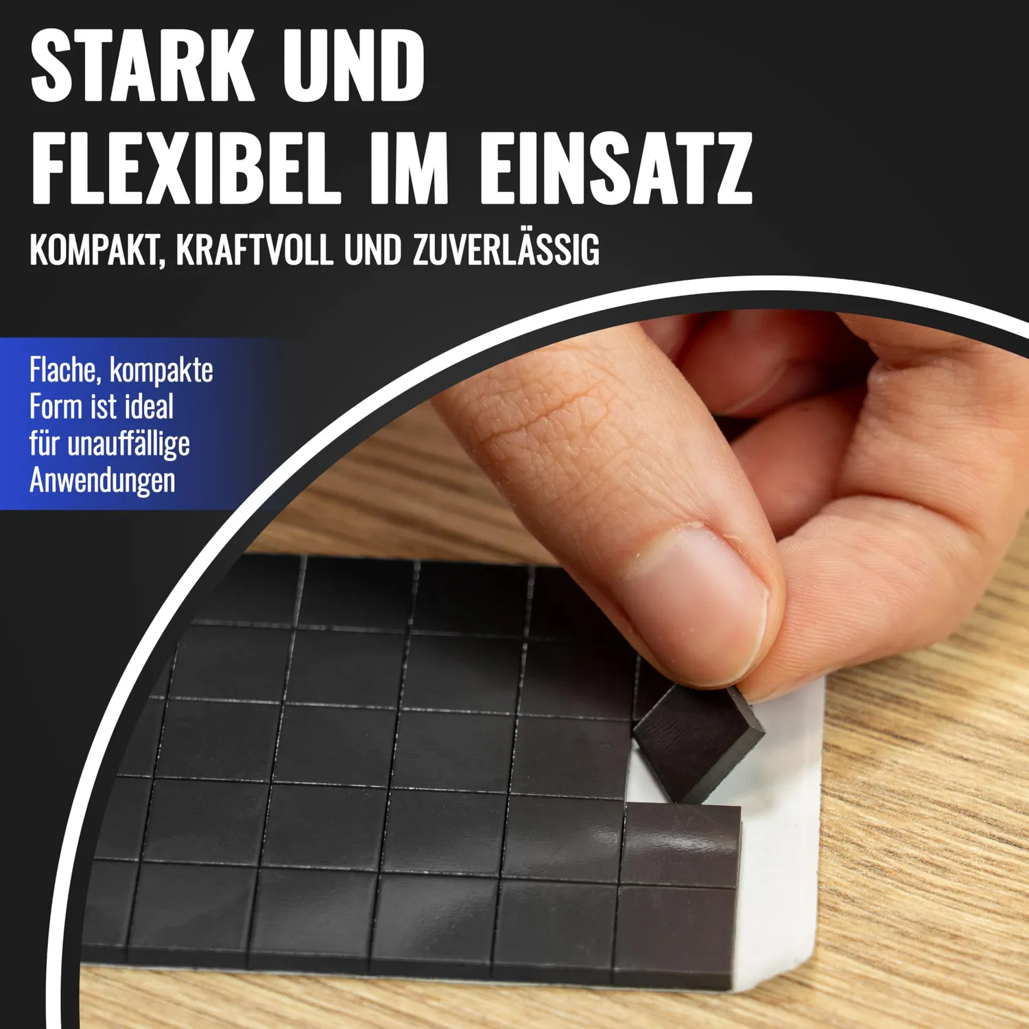 Poppstar Klebemagnete selbstklebend 1x1 cm 350 Stück schwarz