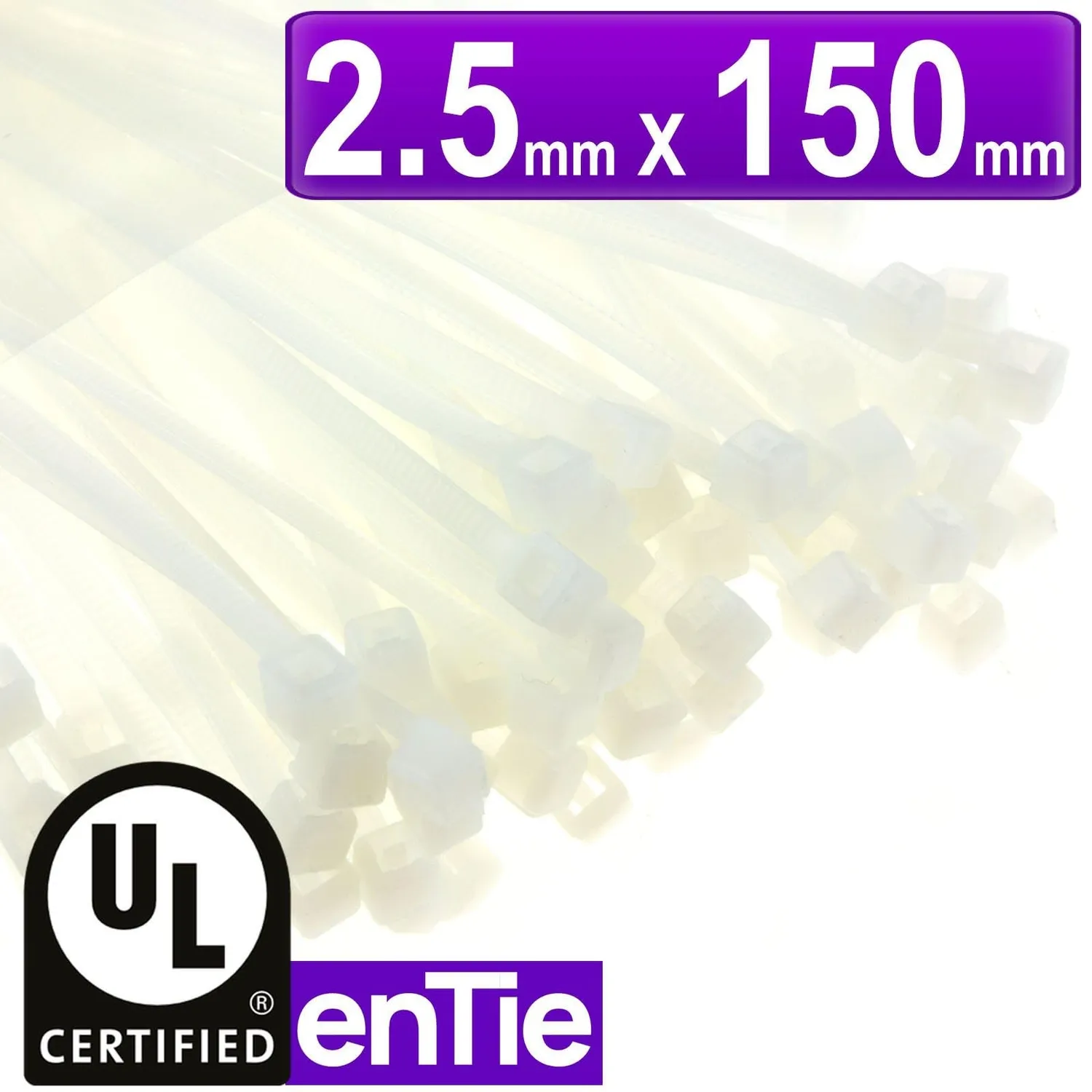 Kenable enTie Kabelbinder 150mm Weiß 100 Stück Nylon