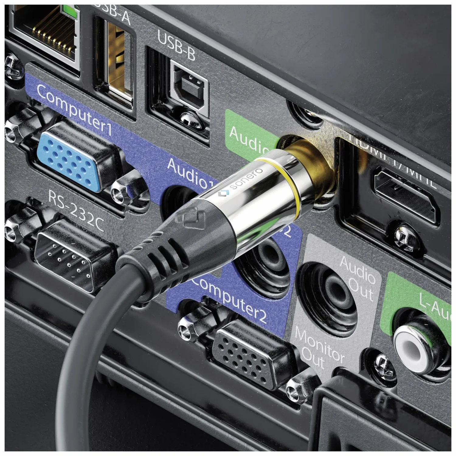 Sonero Premium Cinch Kabel 1m schwarz vergoldet