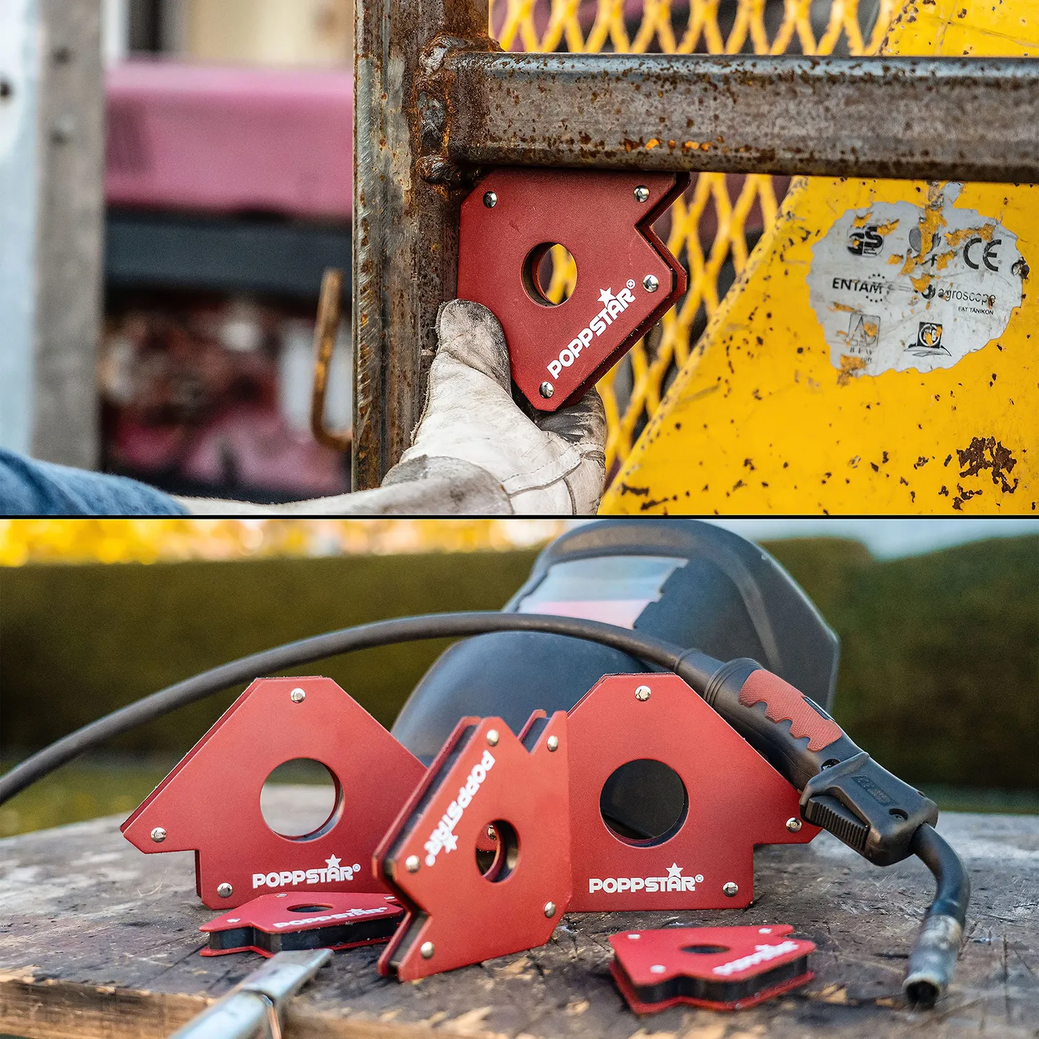 Poppstar Schweißmagnet Set 2x 11,3 kg rot 45/90/135°