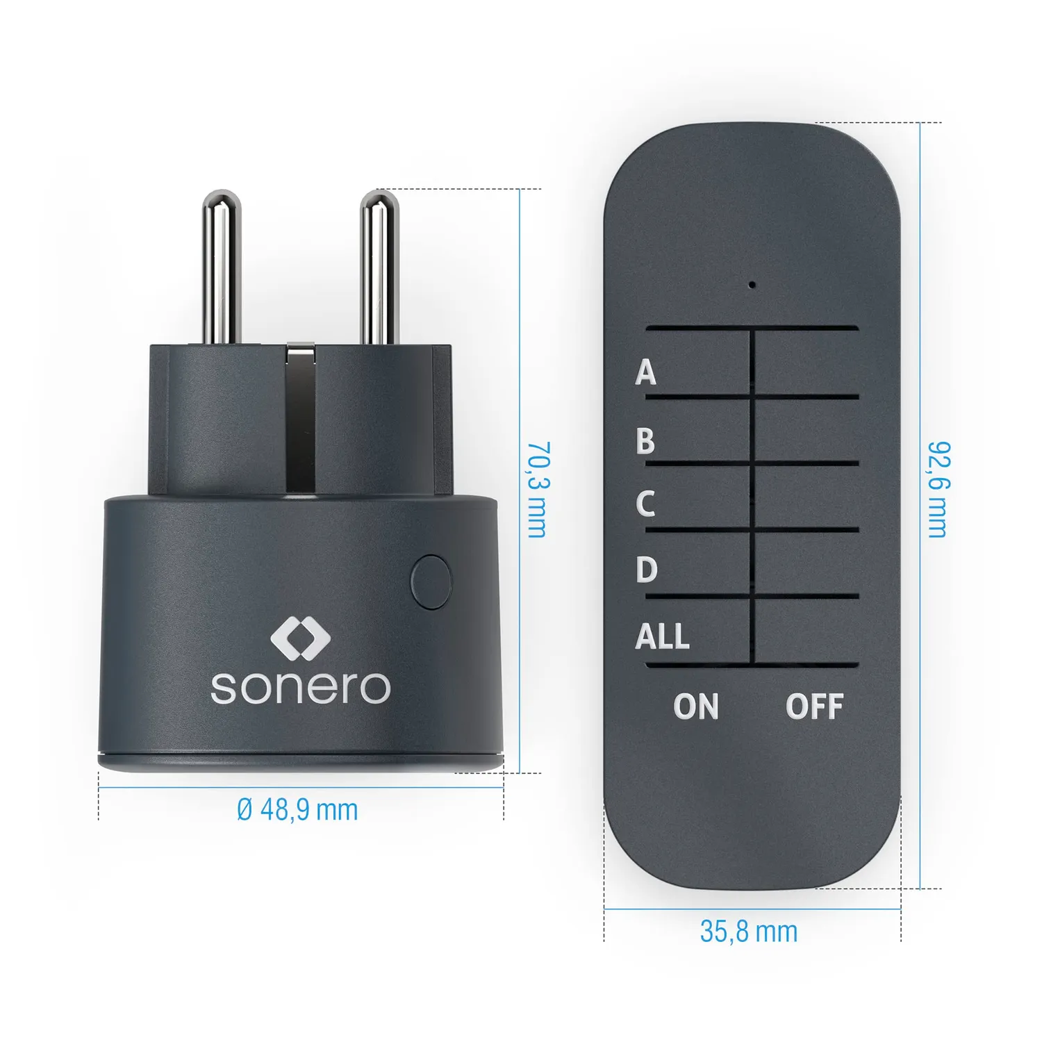 Sonero S-RCS111 Funksteckdose Set 1er anthrazit 2300W