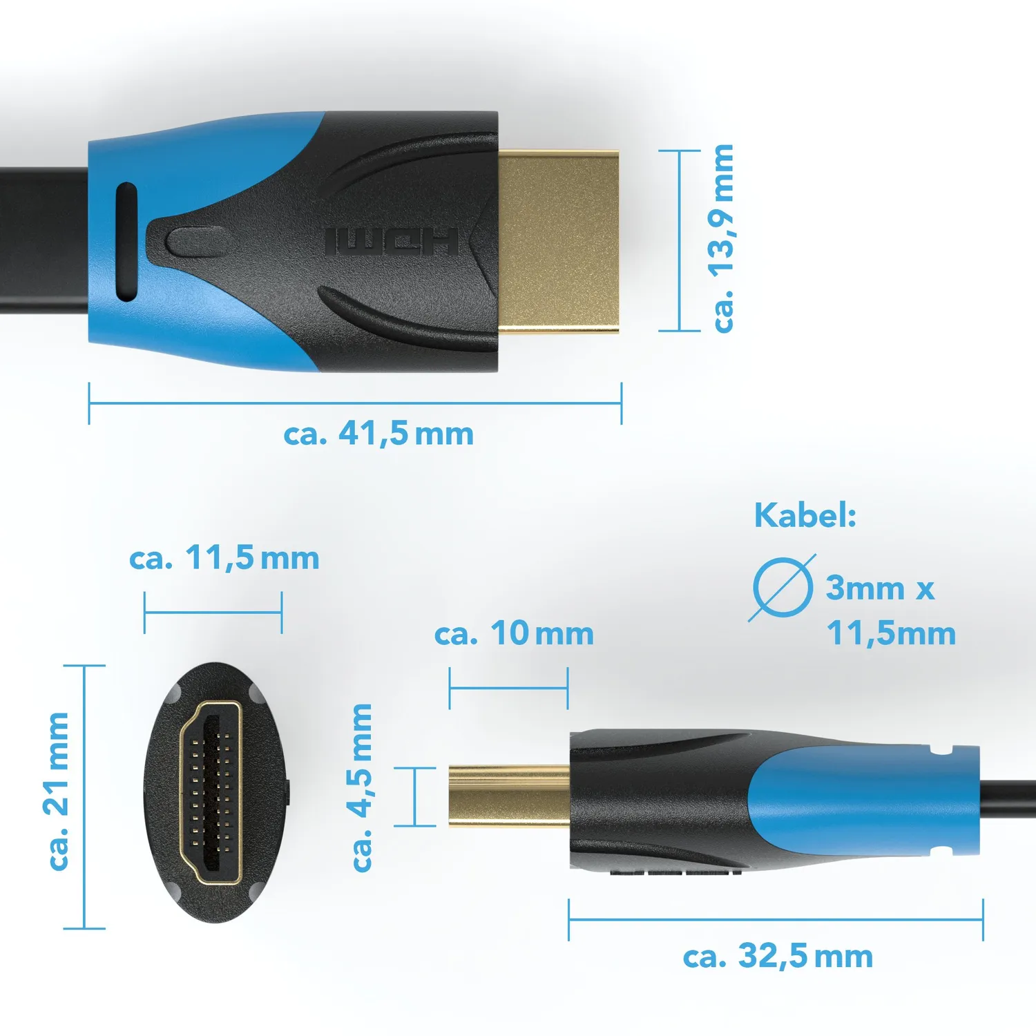 Jamega Flach HDMI Kabel 3m schwarz 4K Ultra HD