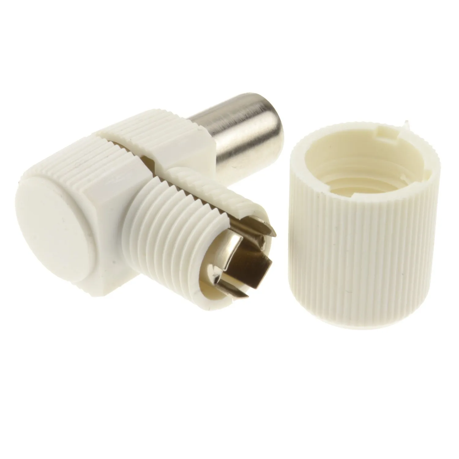 kenable RF Koaxial Winkelstecker weiß Plug RG6