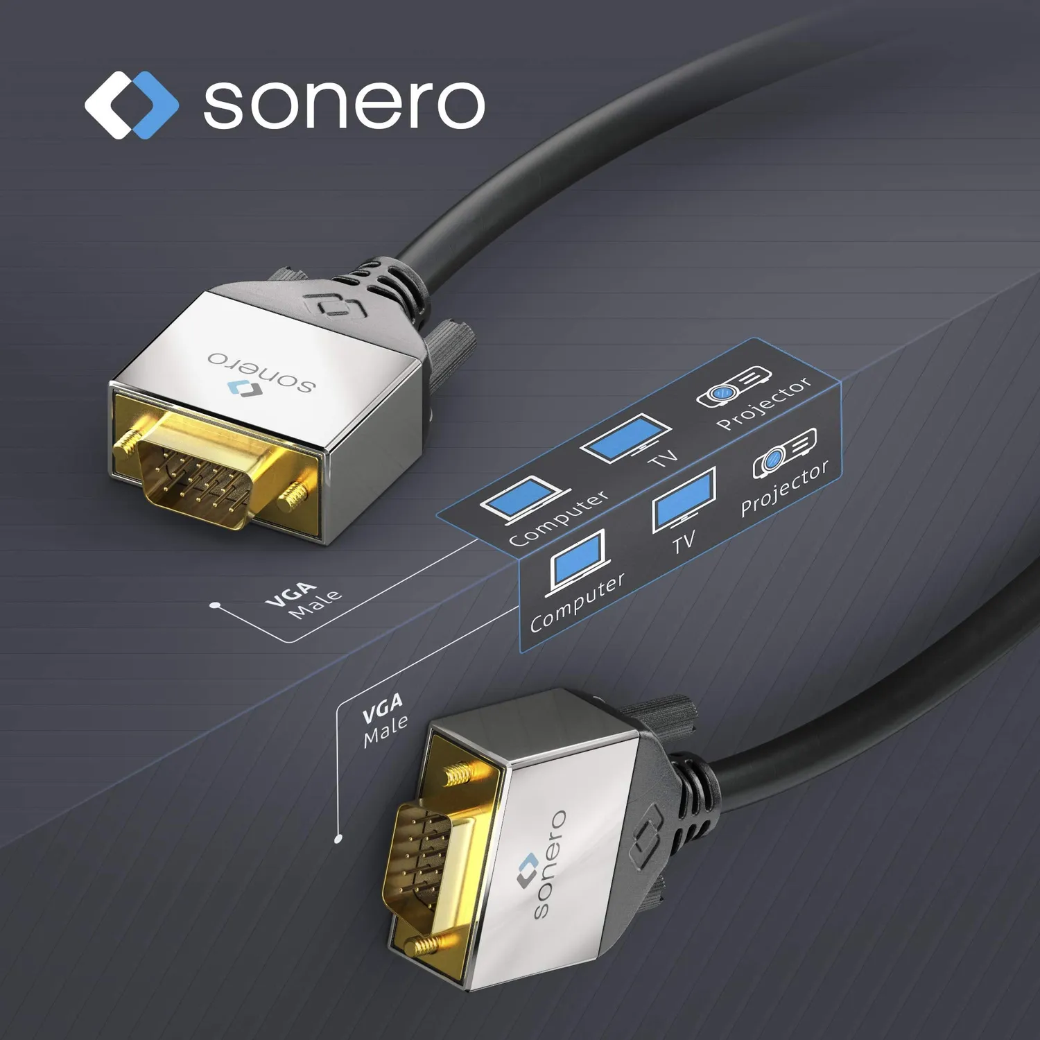 Sonero S-VC000-020 VGA Kabel 2m schwarz FullHD